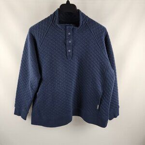 Eddie Bauer Sweatshirt Mens XL Blue Quilted 1/4 Snap Pullover